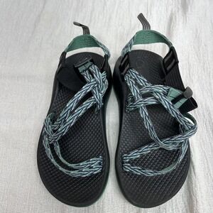 Chaco Green White strappy arch support kids 1 sandals Outdoor Beach Swim Hiking